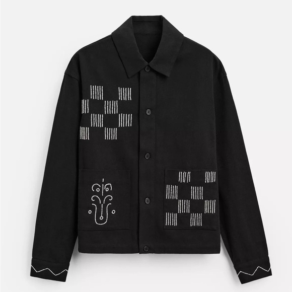 Zara embroidered bead men overshirt NWOT - Picture 5 of 7